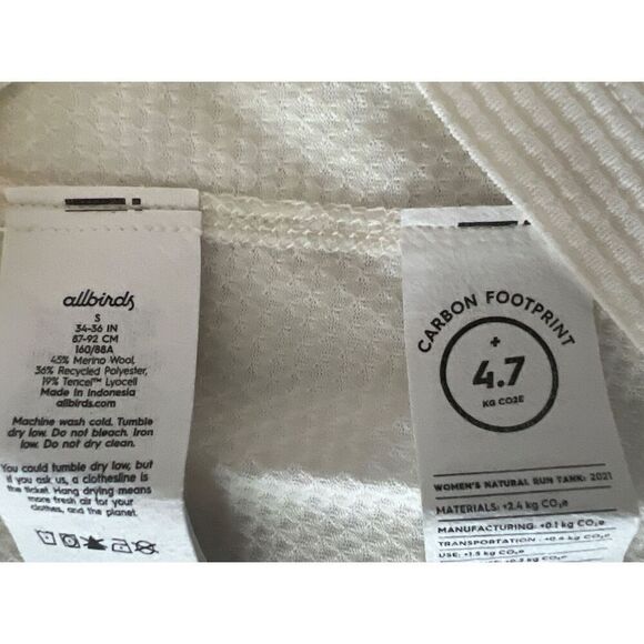 Allbirds Natural Run Tank Women Sz S Ivory White Pullover Wool Blend Sheer - Picture 2 of 5
